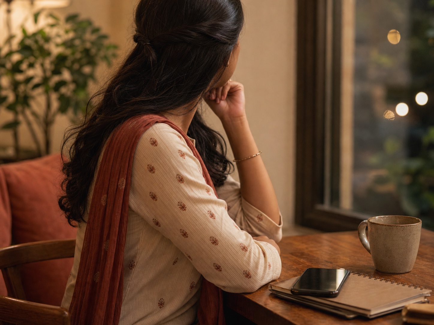 Anonymous verified profile seated by a warm window.